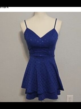City Triangles Royal Blue Spaghetti-Strap Fit & Flare Dress